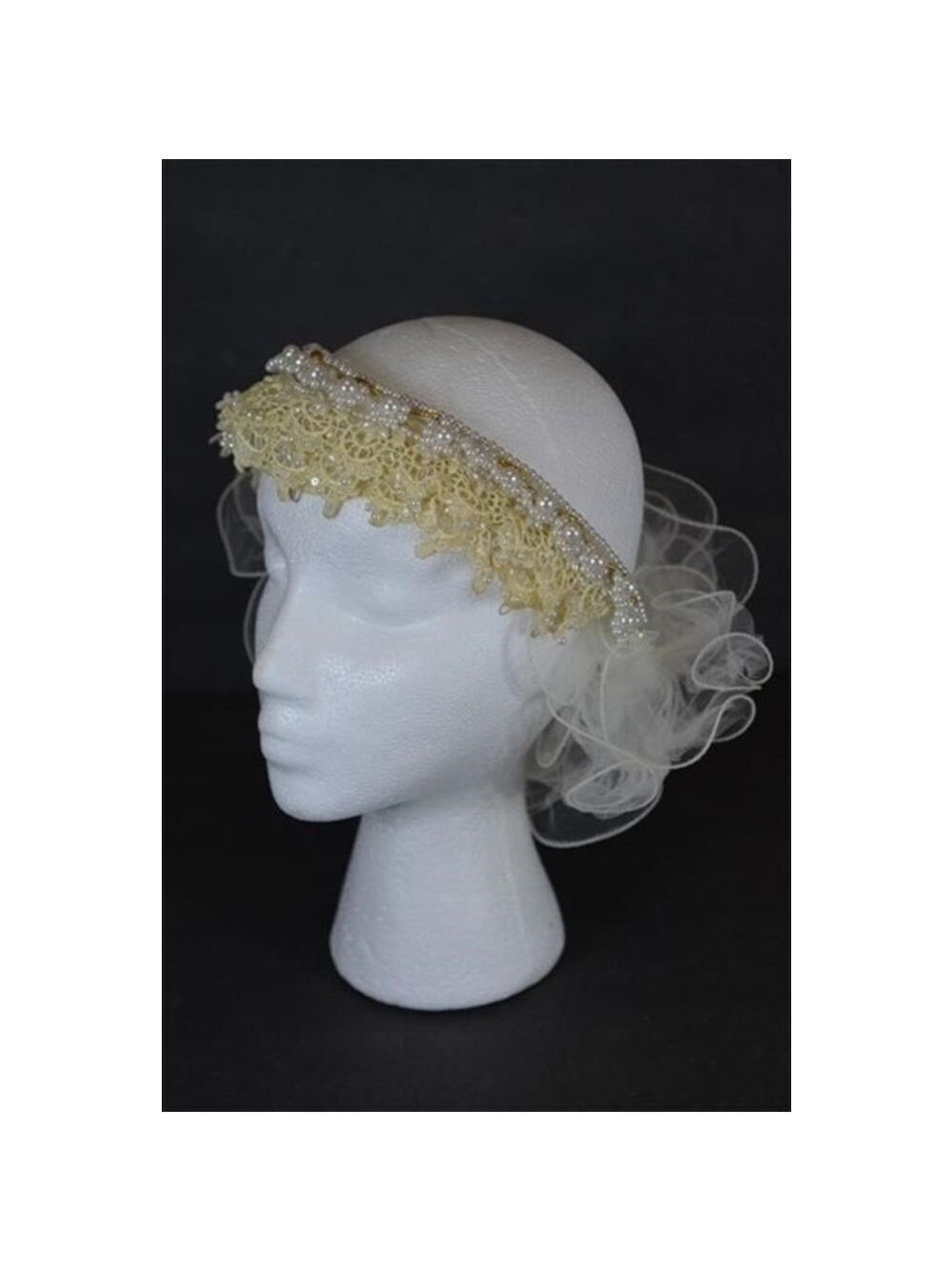 White & Ivory Lace Bridal Headband